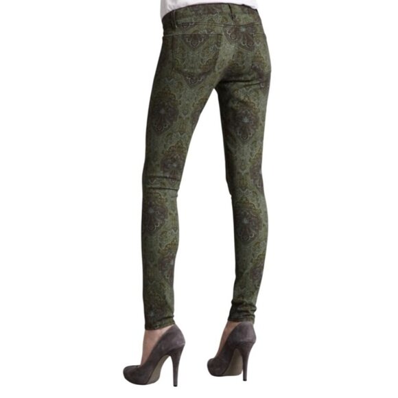 Paige Verdugo Ultra Skinny Paisley Print Jeans Size 25 Green/Blue Stretch Denim - Picture 2 of 9